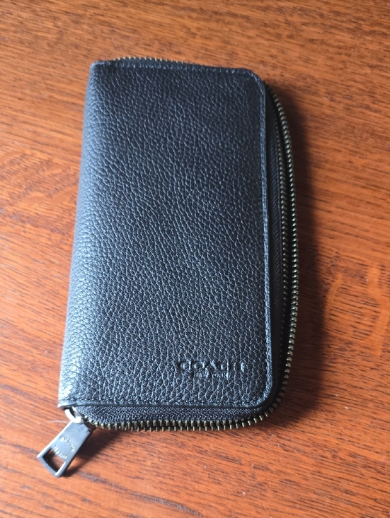 Coach Handbags - Coach Black Pebbled Leather Zip Around Wallet